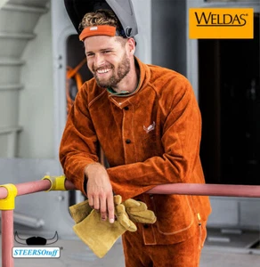 Flame Retardant Welder Clothing Sparks Heat Proof FR Cow Leather Welding Jackets - Picture 1 of 12