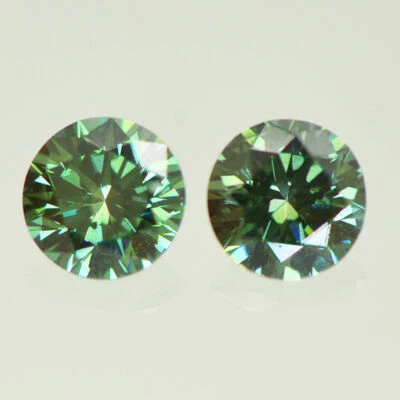 Round Shape Diamond Matching Pair Fancy Green Color  Loose Enhanced VS2 0.46 TCW - Image 1 of 4