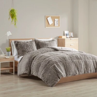 Intelligent Design 2/3pc Shaggy Faux Fur Comforter Set Ultra Soft All Season Bed - Image 1 of 4
