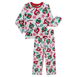 Elf on the Shelf Unisex White & Red Fleece Christmas Holiday Pajamas Size 4/5 - Picture 1 of 3