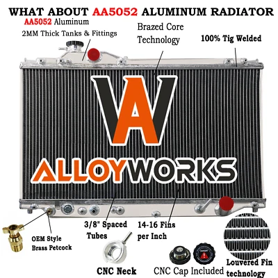 3 Row Aluminum Radiator For 1993-1998 1995 1997 Toyota Supra MK4 JZA80 2JZ AT MT - Image 1 of 4