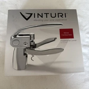 Vinturi Traditional Lever Wine Opener Includes Foil Cutter, Silver V9030 - Picture 1 of 4