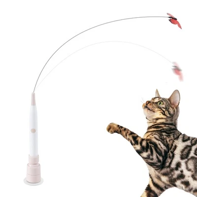 Interactive Cat Toy Suction Cup 2-Mode Automatic Pet Teaser Stick