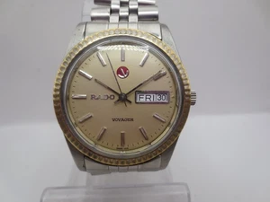 VINTAGE RADO VOYAGER DAYDATE STAINLESS STEEL AUTOMATIC MENS WATCH - Picture 1 of 15