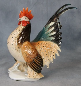Vintage Karl Ens Germay 7350 Porzellan Majolika Hahn Hahn Figur Ornament - Bild 1 von 8
