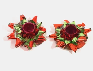 Vintage MCM Kerzenständer glänzend Metallic Folie Weihnachten Starburst RAR - Bild 1 von 4
