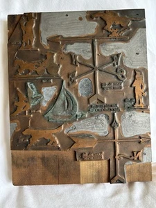 8-Antique Copper Weathervanes Printing Block Stamps On wood Plaque....UNIQUE !! - Picture 1 of 24