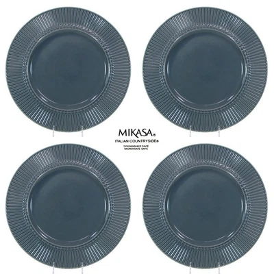 Mikasa ITALIAN COUNTRYSIDE - ACCENTS BLUE 11.5" Dinner Plate Set 4 Fluted Mint - Image 1 of 4