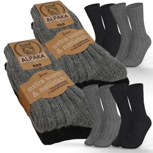 4 Paar Alpaka Socken - Warme Wintersocken Damen Herren Wollsocken Strümpfe Wolle - Bild 1 von 7