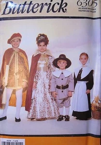 6305 UNCUT Vintage Butterick SEWING Pattern Pilgrim Squire Lady Costumes FF OOP - Picture 1 of 2