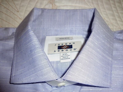 Camisa social Joseph Abboud grande e alta tamanho 2XL cinza algodão sem gola de ponta de ferro - Imagem 1 de 4