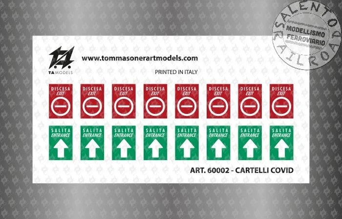 TA Models 0S60002 ADESIVI: cartelli COVID per salita discesa su mezzi - 1:87 - Photo 1/1