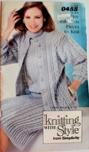 SIMPLICITY KNITTING WITH STYLE LEAFLET #0455 USED 5 PIECES TO MAKE VINTAGE 1986 - Picture 1 of 3