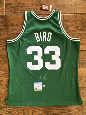 Larry Bird Celtics Signed Green Mitchell & Ness Swingman Jersey PSA witnessed - Image 1 of 4