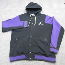 Air Jordan Hoodie Mens XL Black Purple Snap Button Sweatshirt Jacket