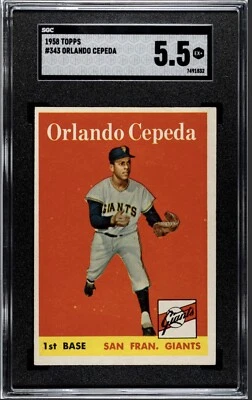 1958 Topps #343 ORLANDO CEPEDA ROOKIE CARD (RC) Giants SGC 5.5 EX+ HOF NICE! - Image 1 of 2