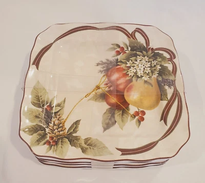 NEW 222 Fifth Yuletide Celebration 6” Appetizer Dessert Plates Set 4 Porcelain - Image 1 of 4