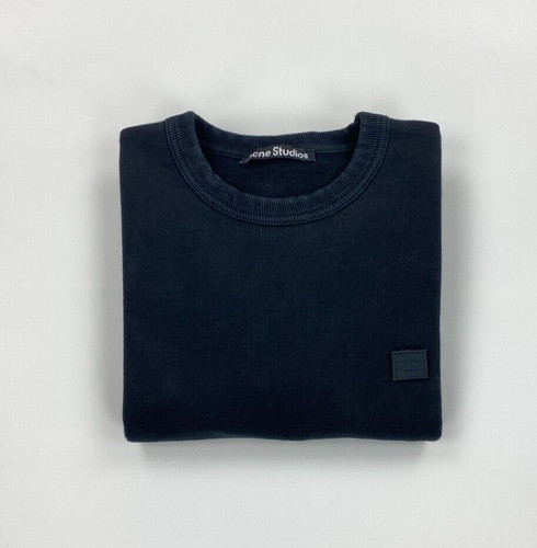 Felpa Uomo Nera Acne Studios Media Oversize Girocollo Logo Pullover A B