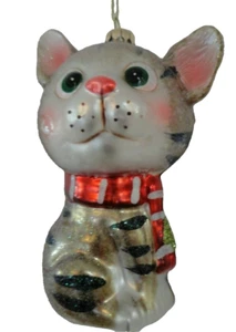 De Colección Rauch Soplado a Mano Vidrio Mercurio Gatito Gato Adorno de Navidad Retro Kitsch - Imagen 1 de 6