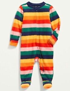 Old Navy Baby Size 3-6 Months Sleep & Play Microfleece Footed Pajamas .. Stripes