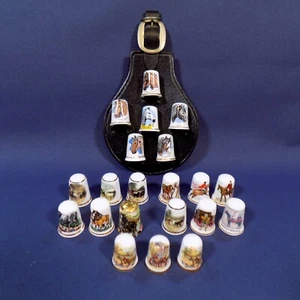 Thimbles Collection of 21, Horses Theme with Small Rack - Picture 1 of 9