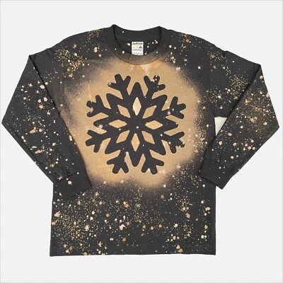 Зимняя футболка со снежинками унисекс детская M галстук краситель серая с длинным рукавом рождественские лыжи - Изображение 1 из 4