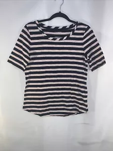 Talbots Top Size Petite S Pink Black Silver Sparkle Stretch Short Sleeve #464 - Picture 1 of 7