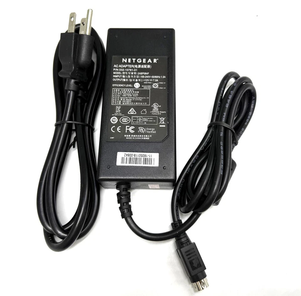 12V 7A Netgear 2ABP084F AC Adapter Power Supply 332-10781-01 Charger - Image 1 of 4