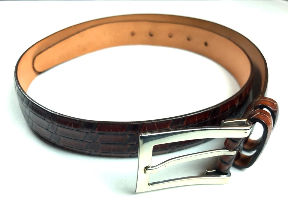 Mens Martin Dingman USA 22211 85/34 Snake Scaling Treccia Calfskin Brown + Red - Image 1 of 4