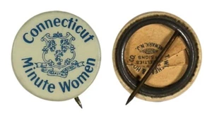 WW1 Era Connecticut Minute Women • Antique Celluloid Pinback Button • 3/4" Rare - Bild 1 von 3