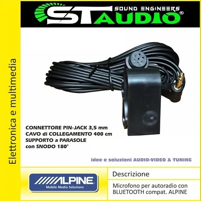 Microfono ALPINE per Autoradio viva voce Bluetooth con Jack da 3,5mm mp3 gps SPL - Immagine 1 di 4