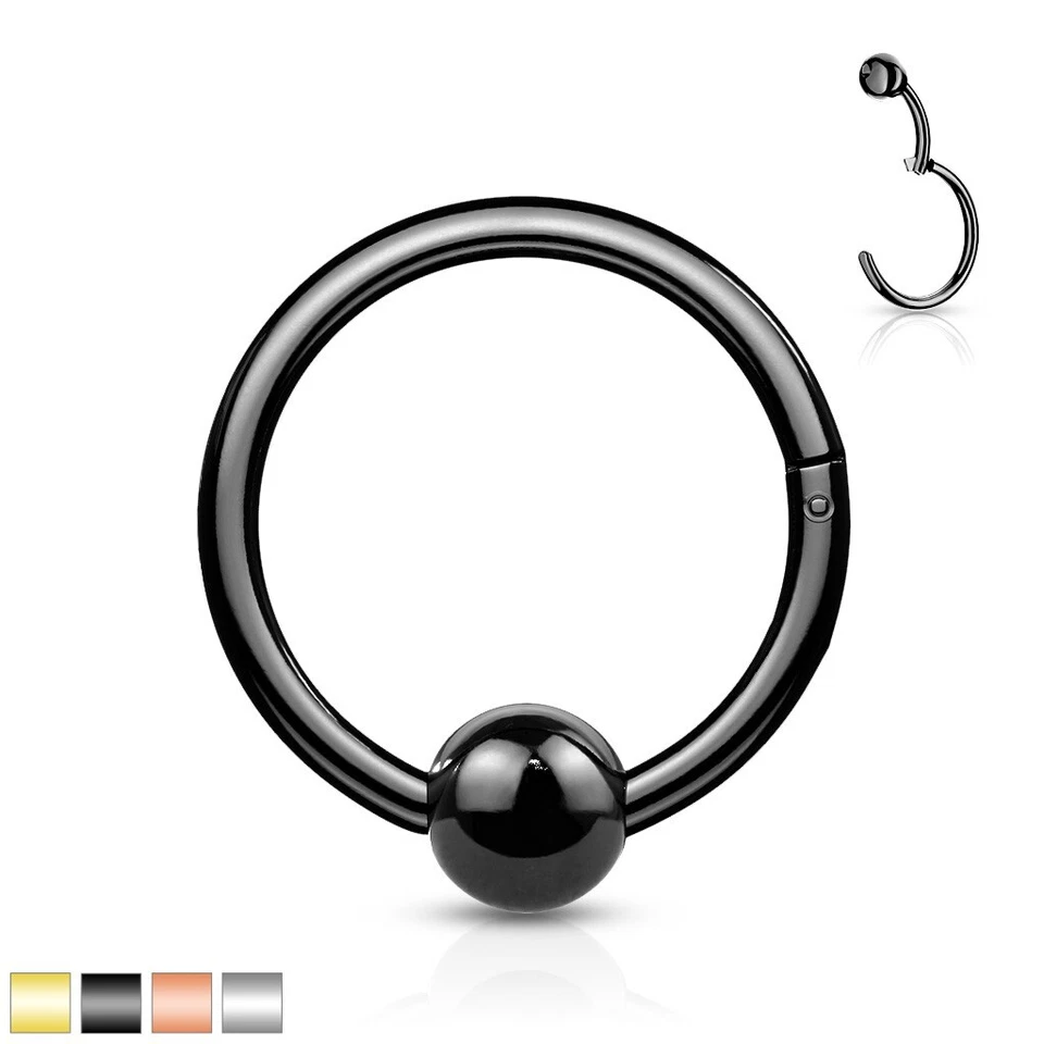 Surgical Steel Hinged Hoop Segment Ring with 4 mm Ball Universal - Image 1 of 1
