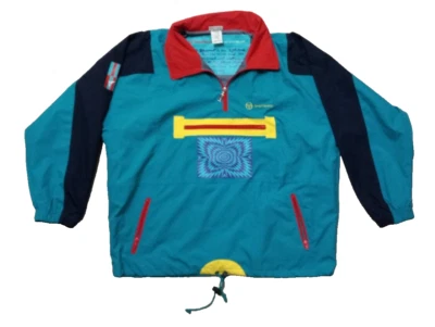 Sergio Tacchini Men Psych Patch Windbreaker World Cup Winners Line Red Blue 42 - Image 1 of 4