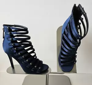 Kendall + Kylie Giaa 5 Strappy Evening Sandal Dark Blue Fabric Women's Size 6M - Picture 1 of 8