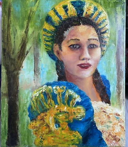 Acrylic Painting Frida Kahlo?Portrait Art Signed Merri Stevens On Canvas - Picture 1 of 6