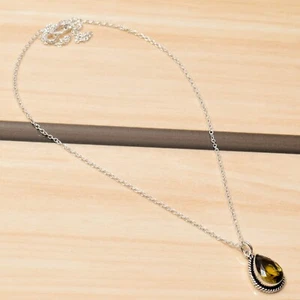Smokey Topaz 925 Sterling Silver Gemstone Handmade Jewelry Necklace Size 19-20 - Picture 1 of 1