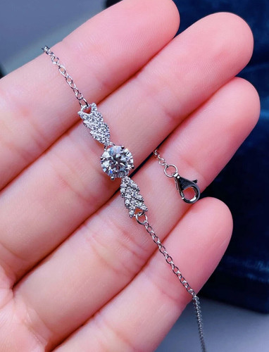 VALENTINO Bracciale catena moissanite taglio tondo 3 ct 7" per matrimonio placcato oro bianco 14 carati