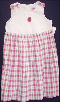 NEW Just Friends Girl's Sleeveless Pink Plaid Strawberry Seersucker Dress, 4T - Image 1 of 3