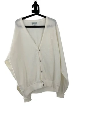 Vintage Izod Mens XLT Tall White Cardigan grandpa Sweater Button-Up Logo USA - Image 1 of 4