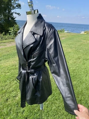 Chaqueta de cuero ligera para mujer JOY de cuero negra para motocicleta talla 36 mediana Foto 1 de 4