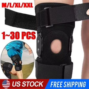 Hinged Knee Brace Compression Sleeve Joint Support Open Patella Stabilizer Wrap - Picture 1 of 16
