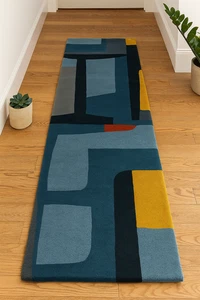 Alfombra de lana moderna hecha a mano 5x8 - Alfombra de diseño neutral para espacio de estar y oficina - Imagen 1 de 4