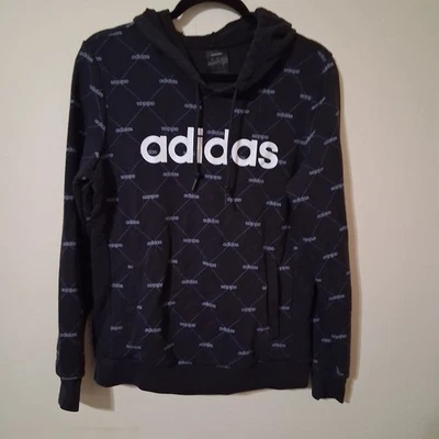 Adidas All Over Logo Hoodie - Women's Medium - Black - Image 1 of 4