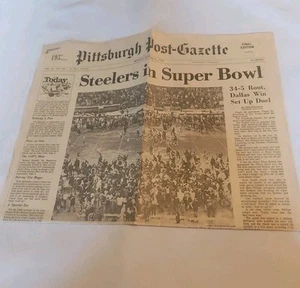 Vintage 1979 January 8 Pittsburgh PostGazette Newspaper Steelers Front Page Only - Afbeelding 1 van 4