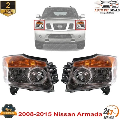 Conjunto de faros delanteros halógenos lado izquierdo y derecho para Nissan Armada 2008-2015 Foto 1 de 4