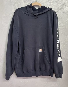 Sudadera con Capucha Carhartt Para Hombres L Azul Sudadera Ropa de Trabajo Pullover Spellout Suéter Y2K - Imagen 1 de 8
