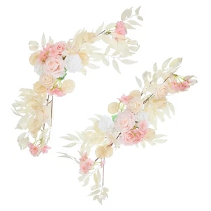 2 Piezas 26" Boda Arco Flor Seda Artificial Floral Luminoso Rosa/Crema - Imagen 1 de 7