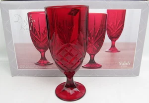 4 Godinger Dublin Rot Kristall Eistee Wasser Gläser 14oz Neu im Karton - Bild 1 von 18