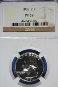 1958 NGC 25C PF69 WASHINGTON QUARTER #B50806 - Picture 1 of 2