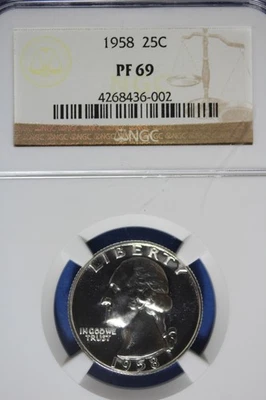 1958 NGC 25C PF69 WASHINGTON QUARTER #B50806 - Image 1 of 2